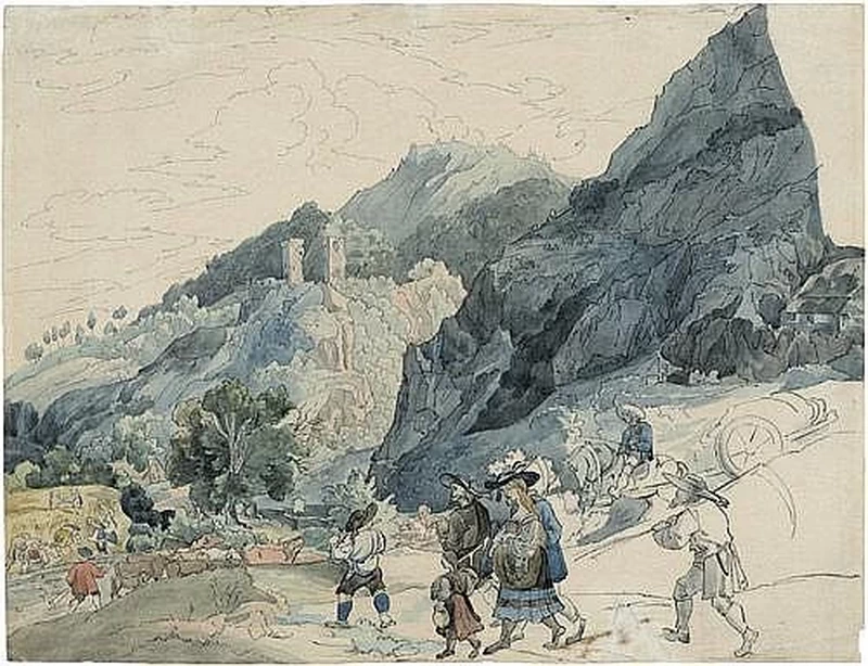 Carl Philipp Fohr - Rovine di Questionnstein vicino a Zirl in Tirolo